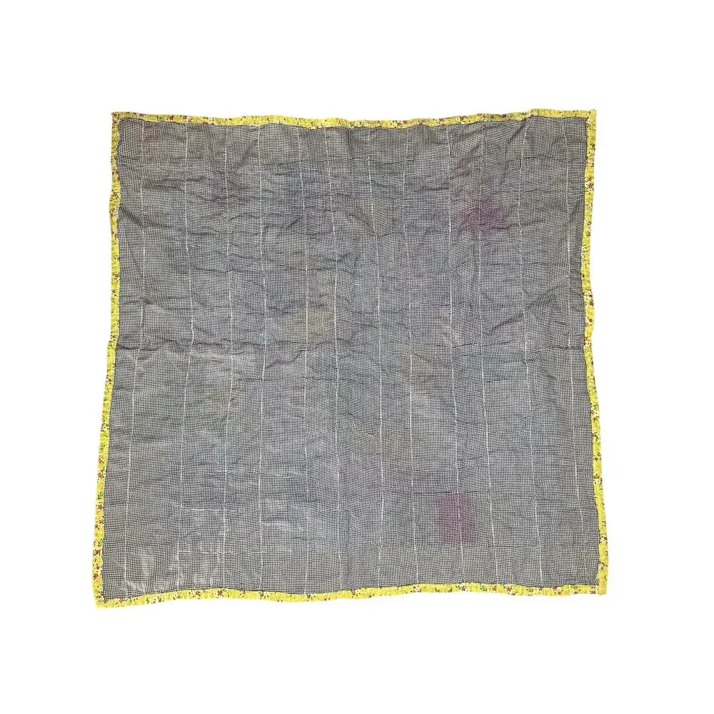 Vintage Patchwork Quilt for baby dolls yellow floral bunny cottage core 19x 19